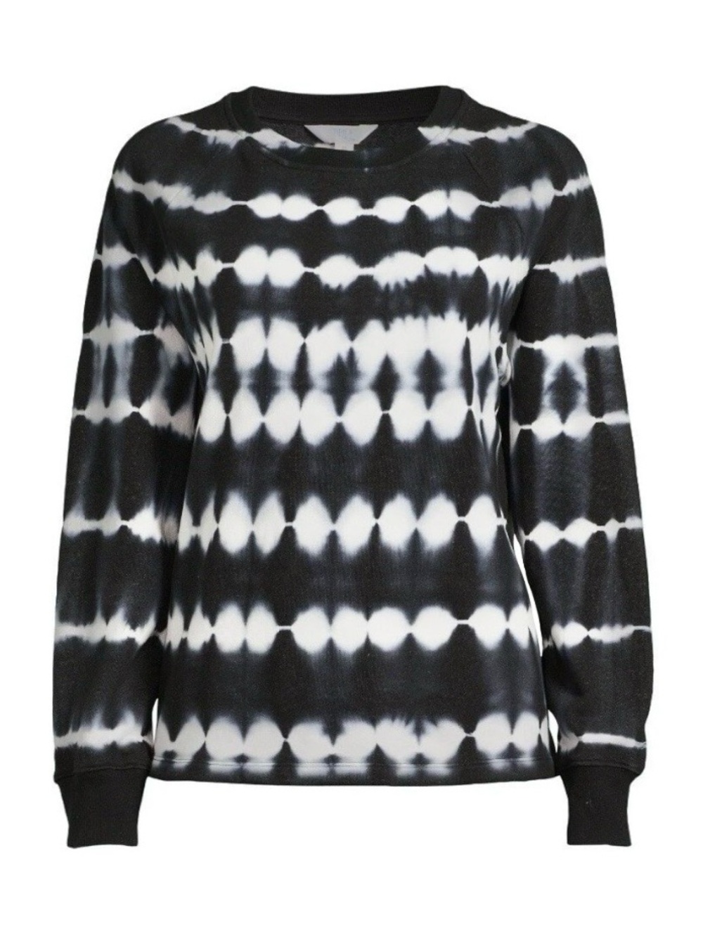 Time and Tru French Terry Sweatshirt Tie Dye Black White